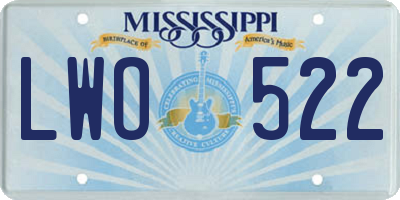 MS license plate LWO522