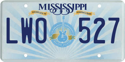 MS license plate LWO527