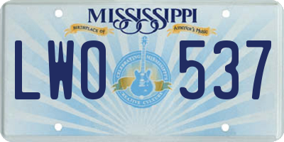 MS license plate LWO537