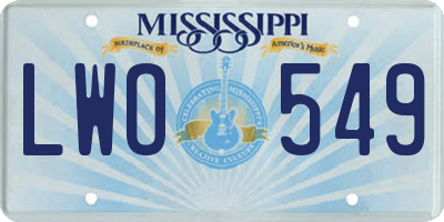 MS license plate LWO549
