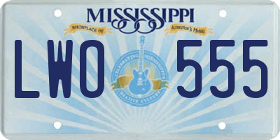 MS license plate LWO555