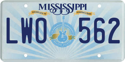 MS license plate LWO562
