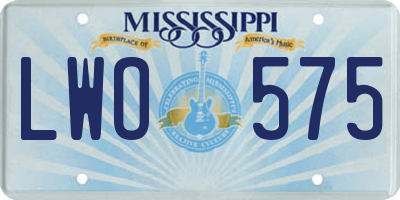 MS license plate LWO575
