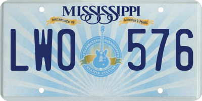 MS license plate LWO576