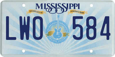 MS license plate LWO584