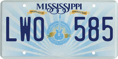MS license plate LWO585