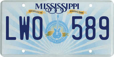 MS license plate LWO589