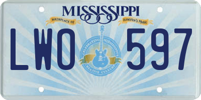 MS license plate LWO597