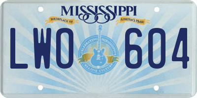 MS license plate LWO604