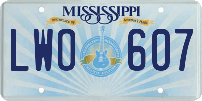 MS license plate LWO607