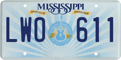MS license plate LWO611