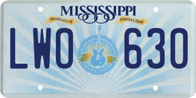 MS license plate LWO630