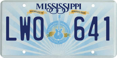MS license plate LWO641