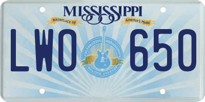 MS license plate LWO650