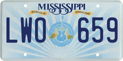 MS license plate LWO659