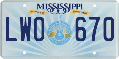 MS license plate LWO670