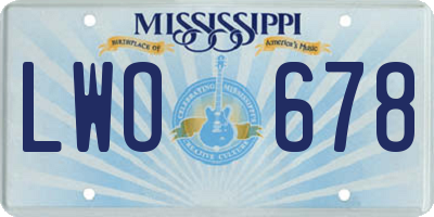 MS license plate LWO678