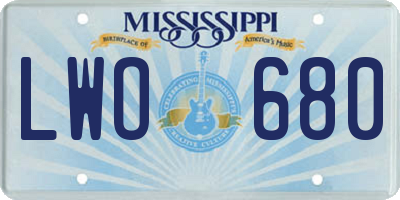 MS license plate LWO680