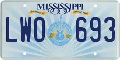 MS license plate LWO693