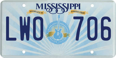 MS license plate LWO706