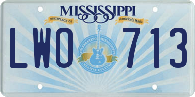 MS license plate LWO713