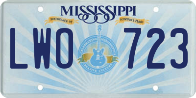 MS license plate LWO723