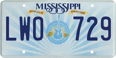 MS license plate LWO729