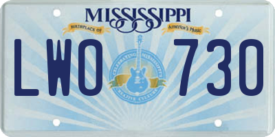 MS license plate LWO730