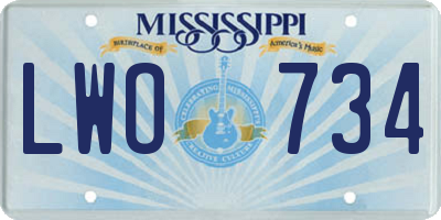 MS license plate LWO734