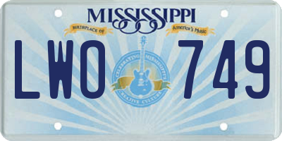MS license plate LWO749