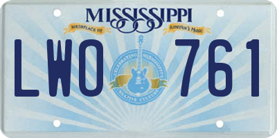 MS license plate LWO761