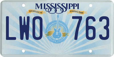 MS license plate LWO763