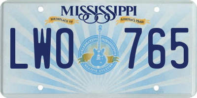 MS license plate LWO765
