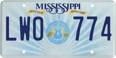 MS license plate LWO774