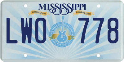 MS license plate LWO778