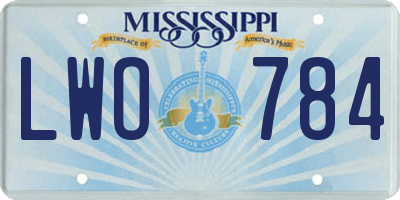 MS license plate LWO784