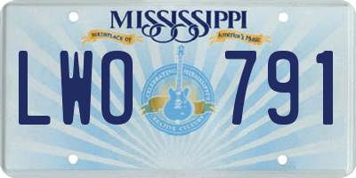 MS license plate LWO791