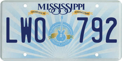 MS license plate LWO792