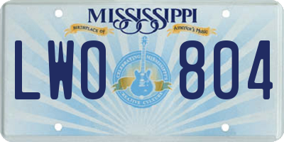 MS license plate LWO804