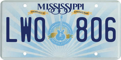 MS license plate LWO806