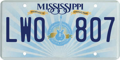 MS license plate LWO807