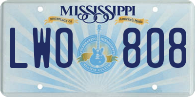 MS license plate LWO808