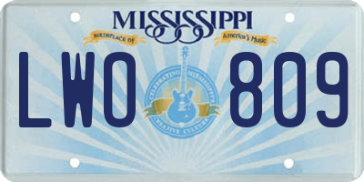 MS license plate LWO809