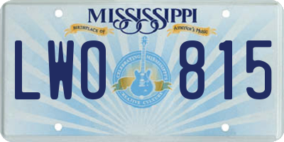 MS license plate LWO815