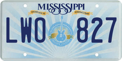 MS license plate LWO827