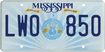 MS license plate LWO850