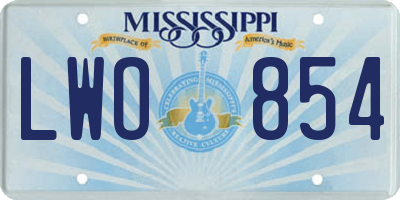 MS license plate LWO854