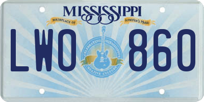 MS license plate LWO860