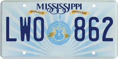 MS license plate LWO862