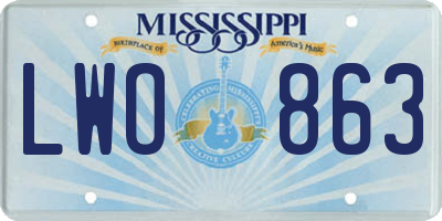 MS license plate LWO863